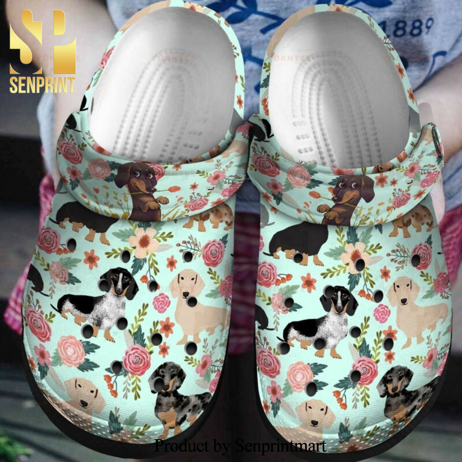 Flower Dachshund Tropical Gift For Lover 3D Classic Crocs Crocband Clog