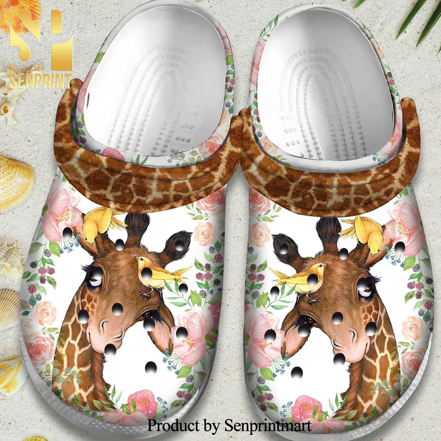 Flower Giraffe With Bird Cute Animal Gift For Lover 3D Crocband Crocs