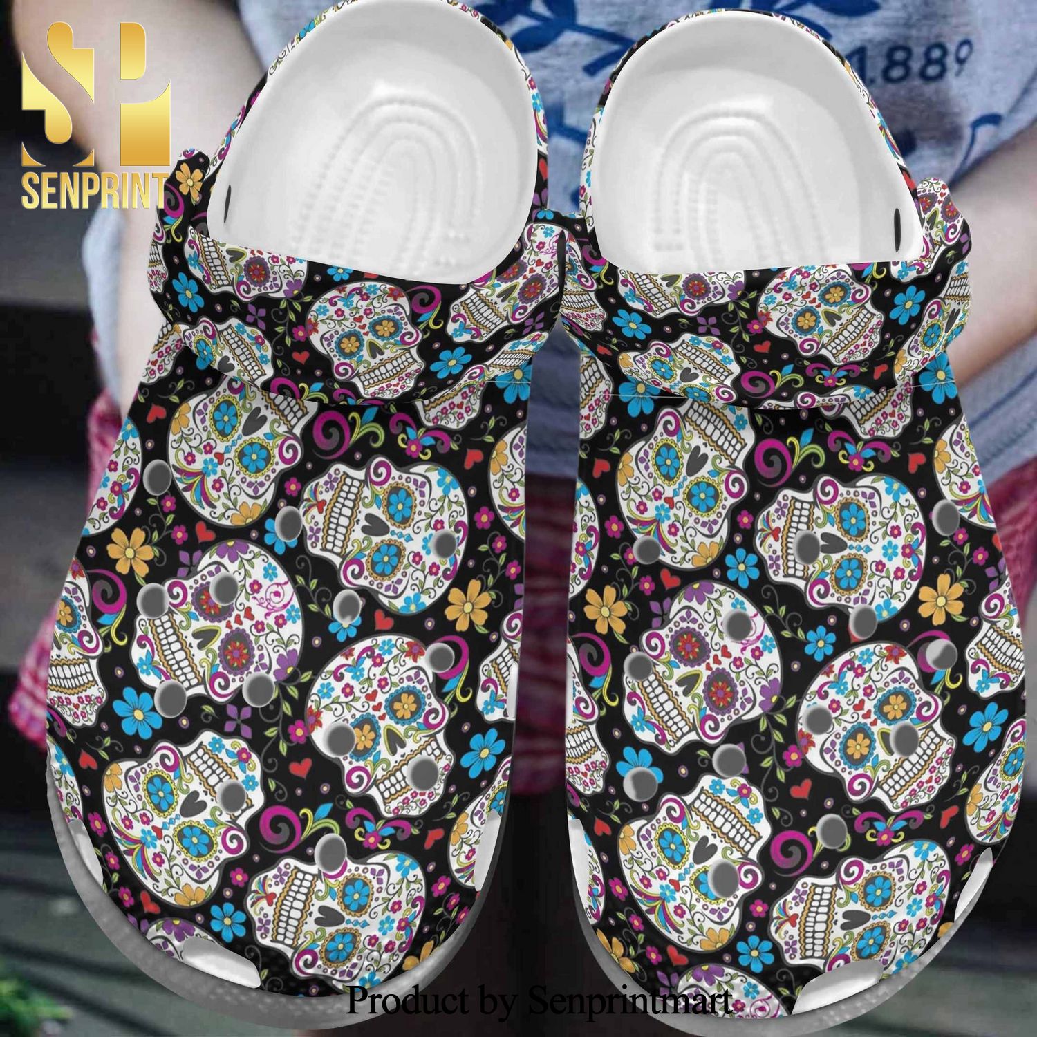 Flower Skullcap Art Mandala Gift For Lover Full Printing Crocs Shoes