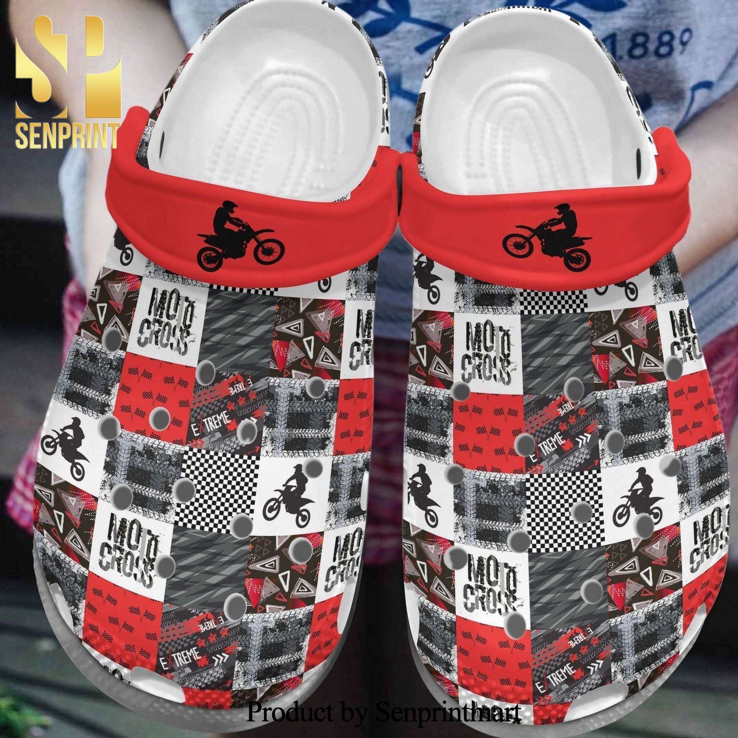 For Motocross Lover 3D Crocs Crocband In Unisex Adult Shoes