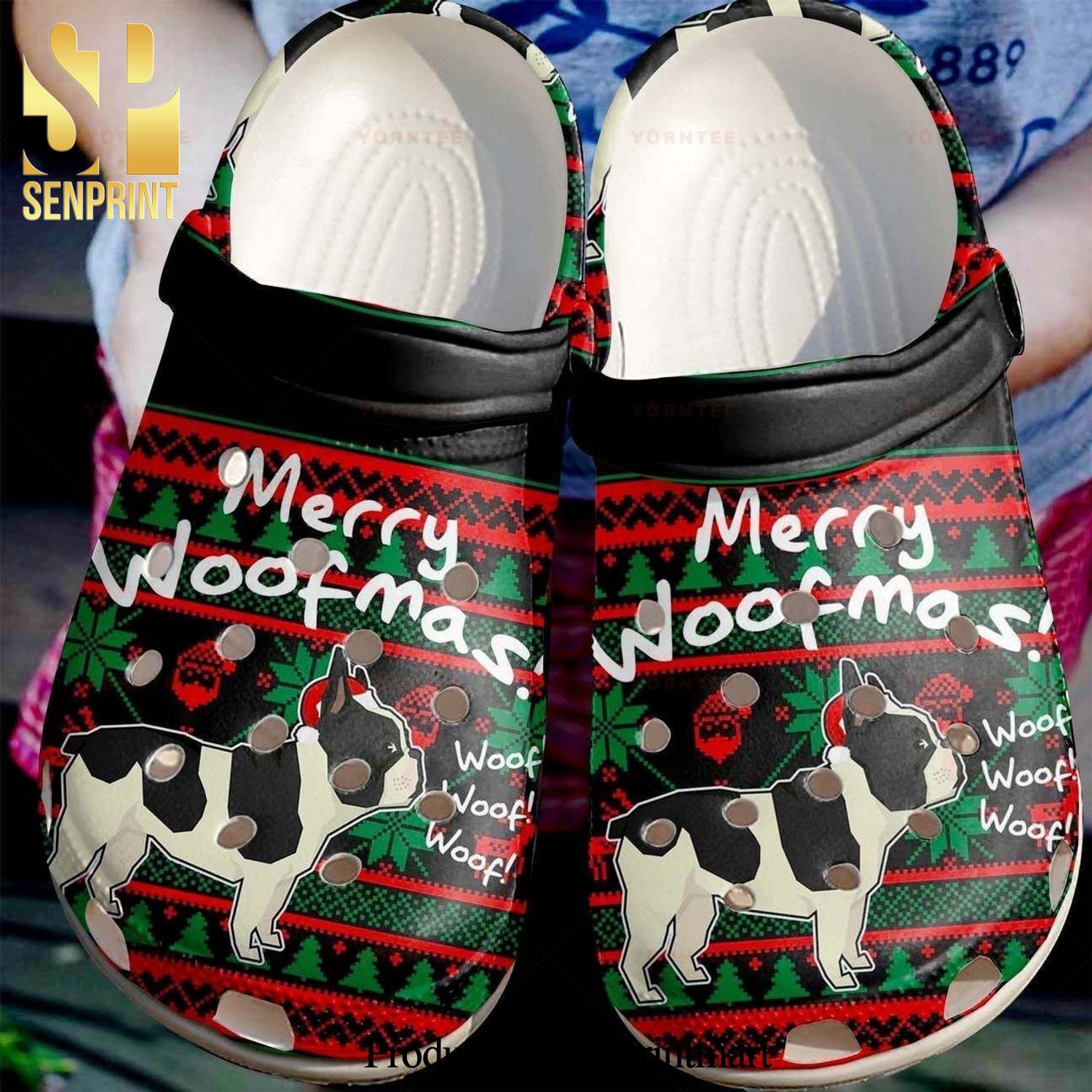 French Bull Dog Merry Woofmas Fashion Style 2 Gift For Lover Full Printing Crocs Shoes