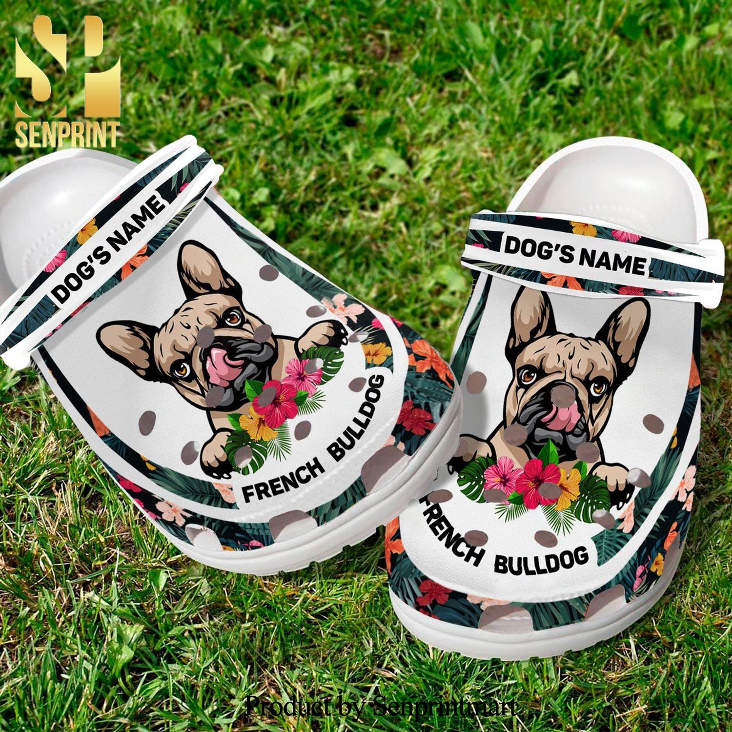 French Bull Dogs Custom Name Animals For Men And Women Full Printing Crocs Sandals