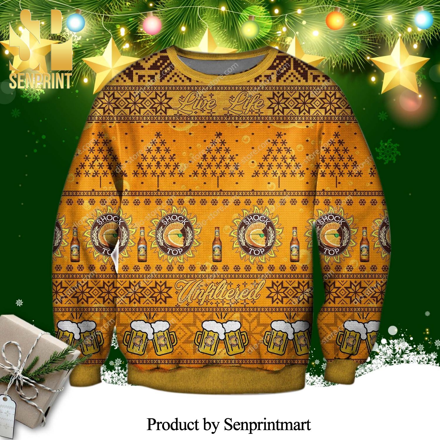 Shock Top Beer Knitted Ugly Christmas Sweater