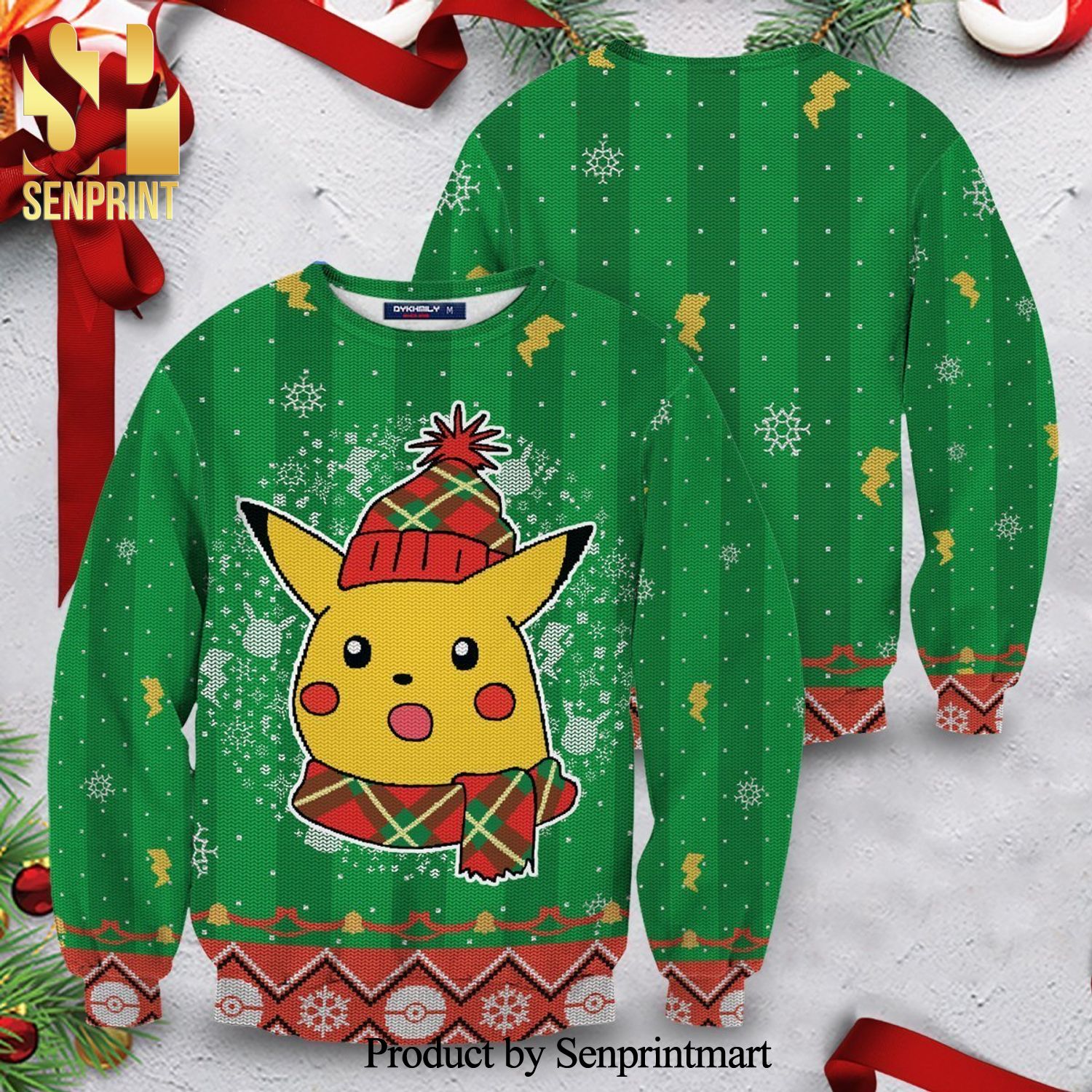 Shocked Pikachu Meme Pokemon Manga Anime Knitted Ugly Christmas Sweater