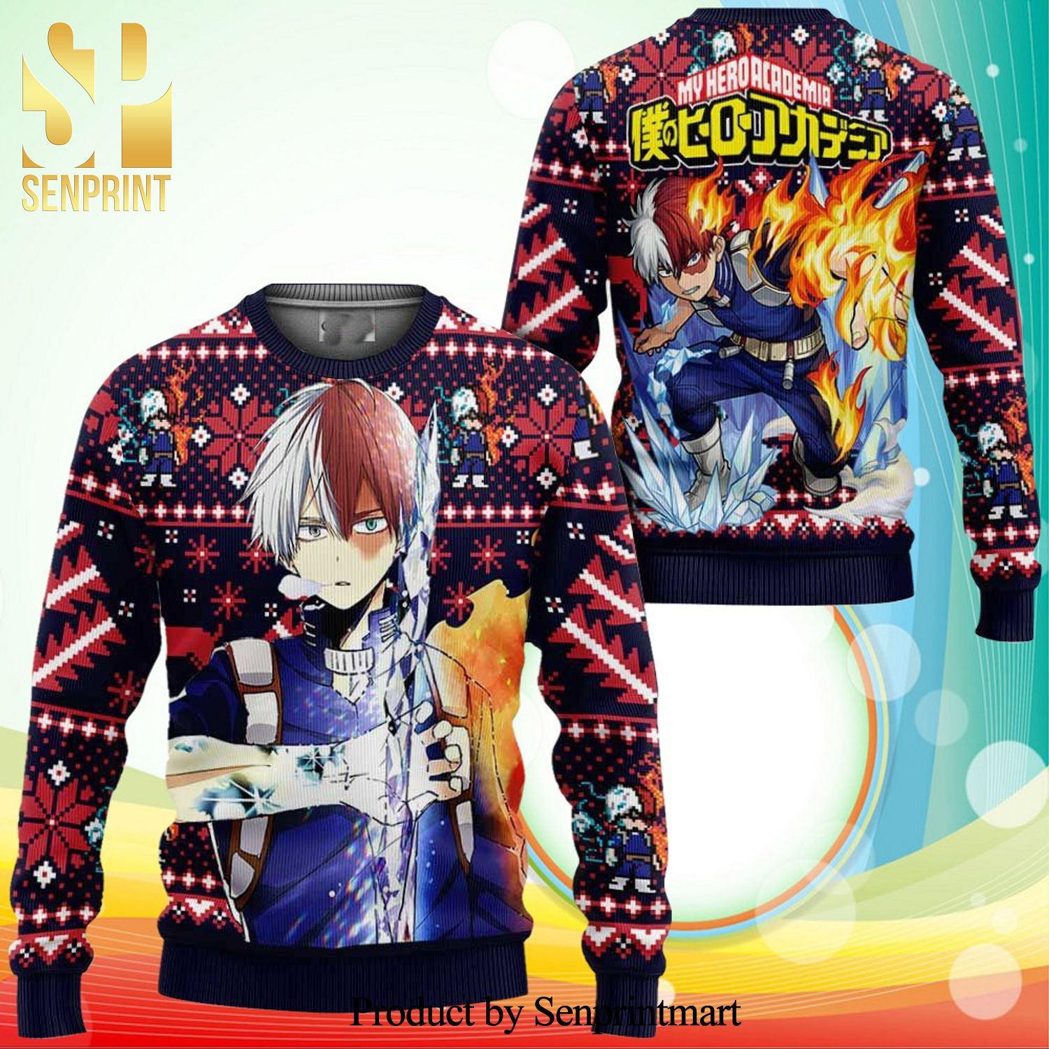 Shoto Todoroki My Hero Academia Anime Manga Knitted Ugly Christmas Sweater