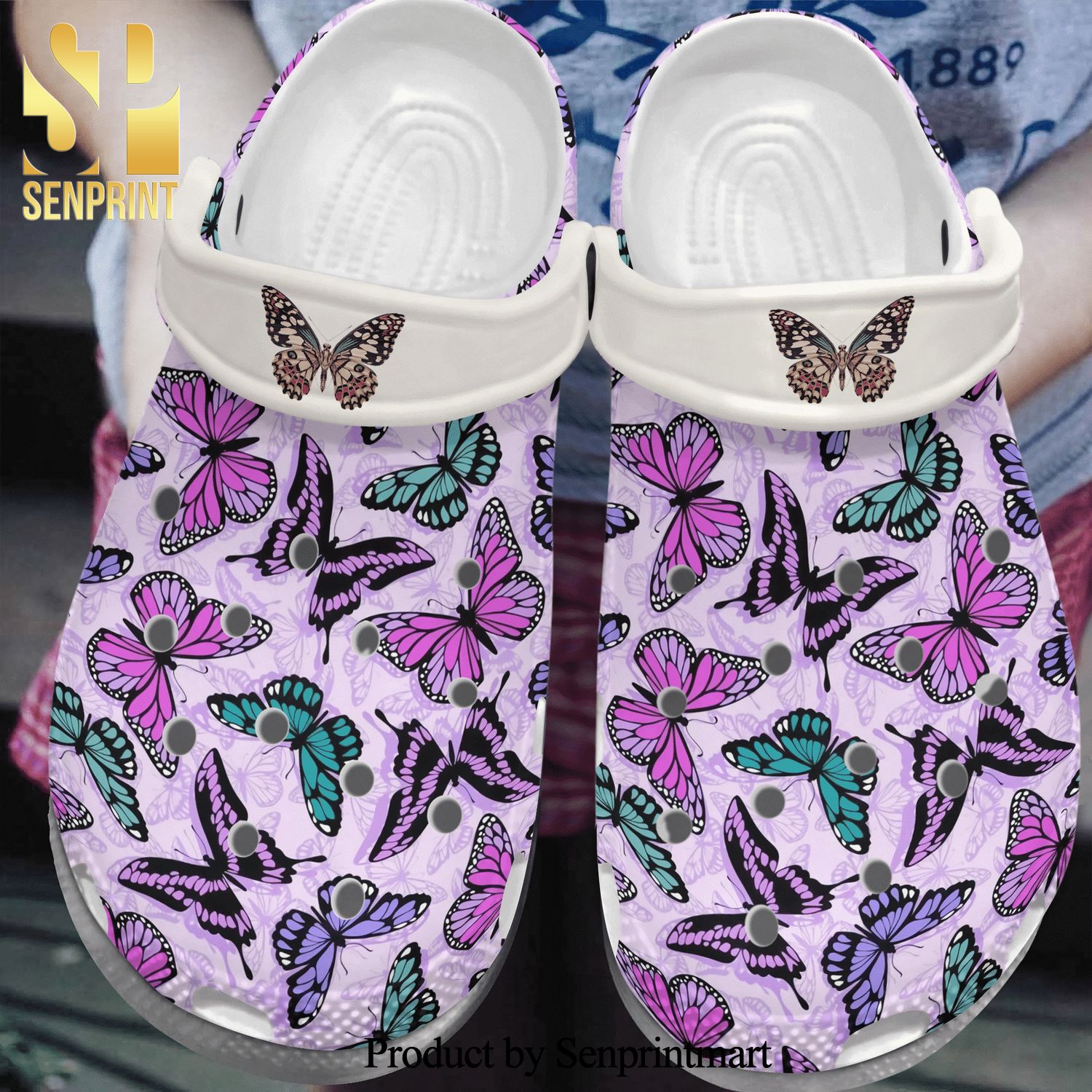 Full Of Butterfly Gift For Lover Rubber Crocs Unisex Crocband Clogs