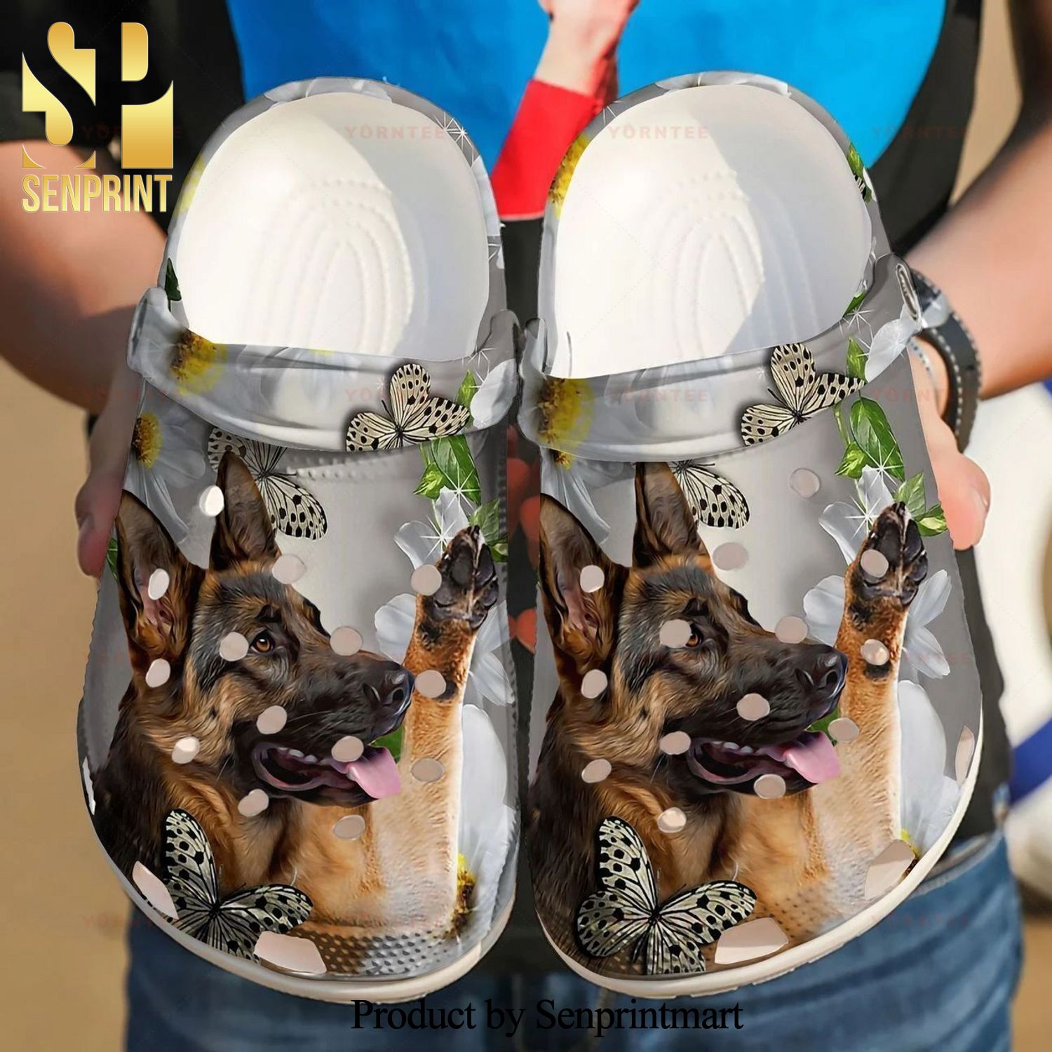 German Shepherd Daisy Butterfly Gift For Lover New Outfit Unisex Crocs Crocband Clog