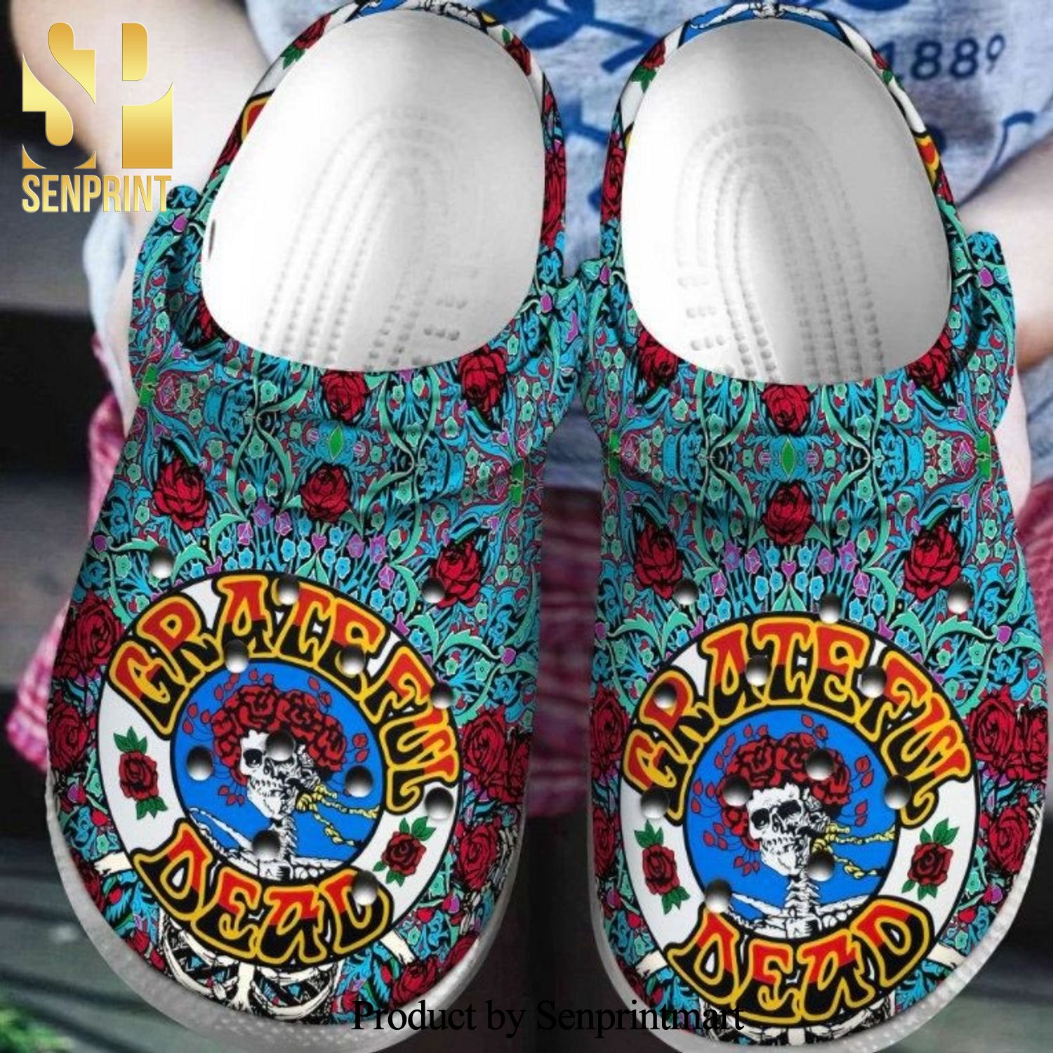 Grateful Dead Full Printing Crocs Crocband In Unisex Adult Shoes