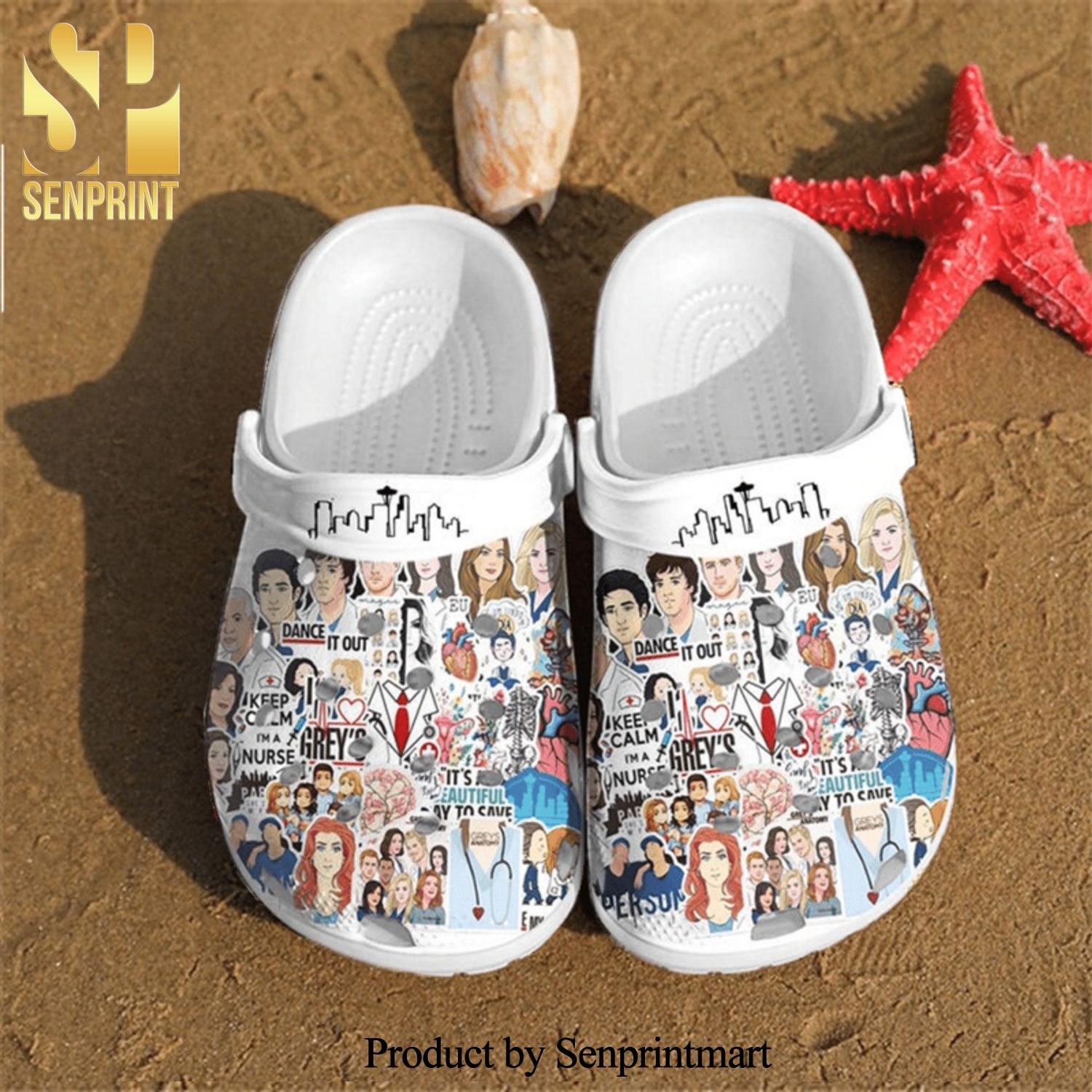 Grey’S Anatomy All Over Printed Crocs Unisex Crocband Clogs