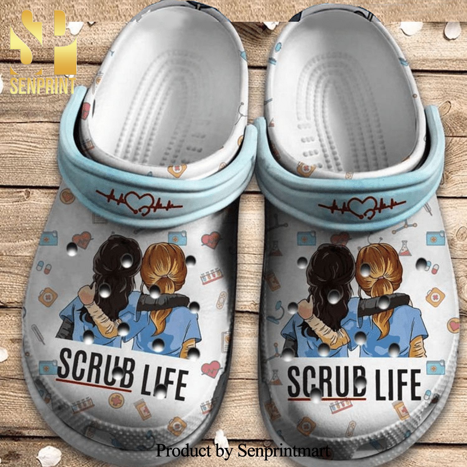 Grey’S Anatomy Scrub Life All Over Printed Crocs Crocband Clog