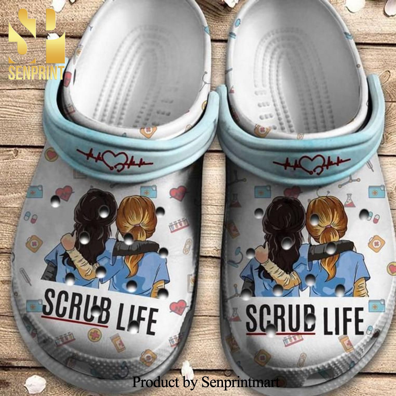 Grey’S Anatomy Scrub Life Pattern Nurse Life Nurse Crocs Crocband