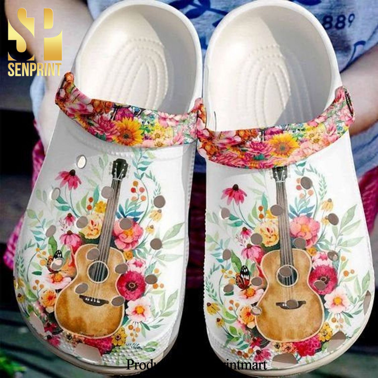 Guitar Flower Street Style Crocs Classic