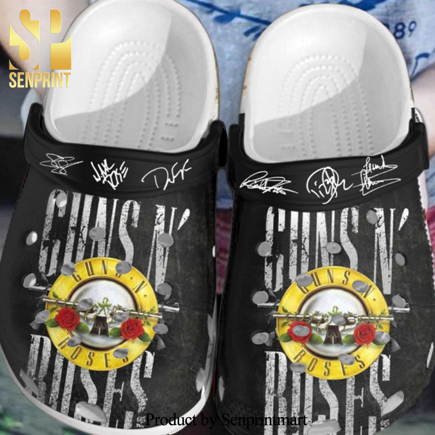 Guns N Roses Crocband Clogs Gift Idea All Over Printed Crocs Crocband In Unisex Adult Shoes