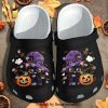 Halloween Black Cat Kawaii Wearing Witch Hat Shoes New Outfit Crocs Crocband In Unisex Adult Shoes