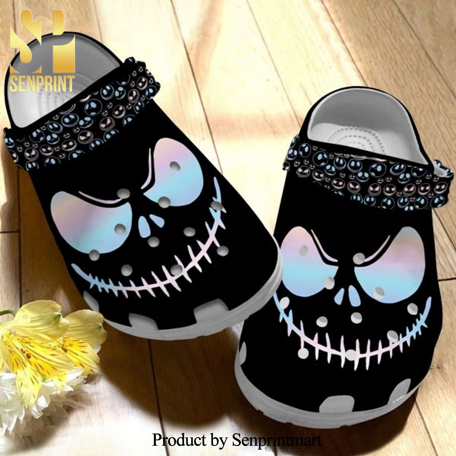 Halloween Black The Pumpkin King Crocband Clogs Full Printed Crocs Classic