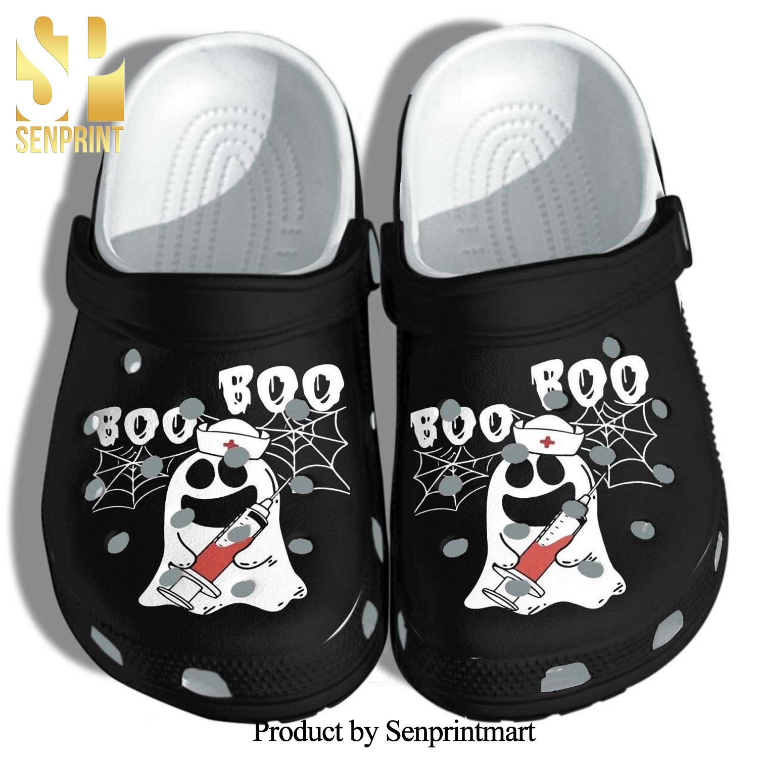 Halloween Ghost Nurse Boo Boo Shoes Full Printed Unisex Crocs Crocband Clog