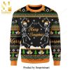 Skeletor And Panthor Art Snowflake Pattern Knitted Ugly Christmas Sweater – Black