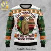 Sloth Hohoho Lights Knitted Ugly Christmas Sweater