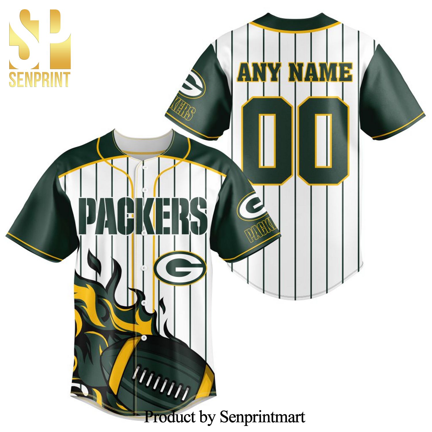 NFL Green Bay Packers All Over Print Baseball Jersey