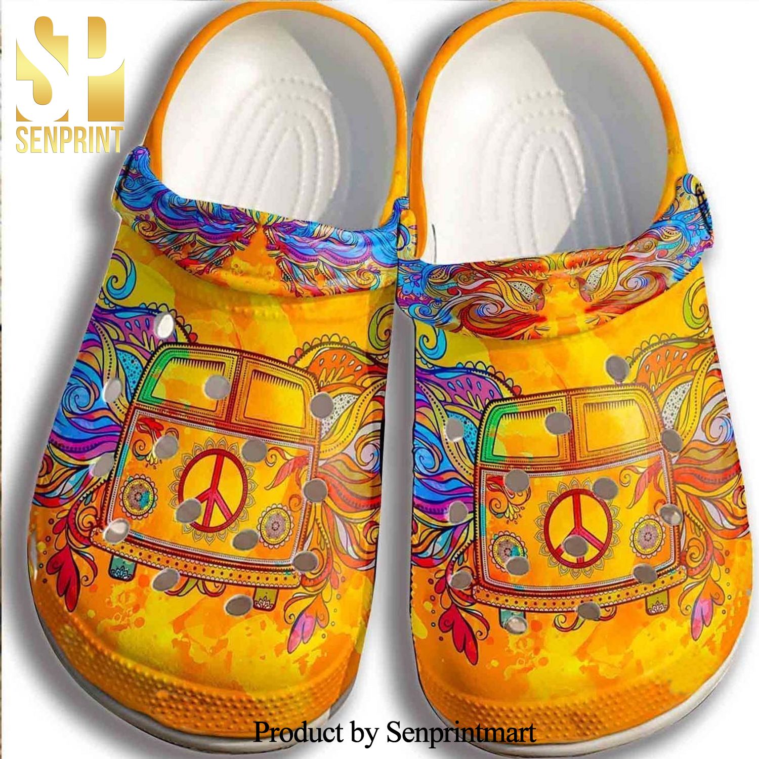 Hippie Bus Gift For Lover Full Printed Crocs Shoes