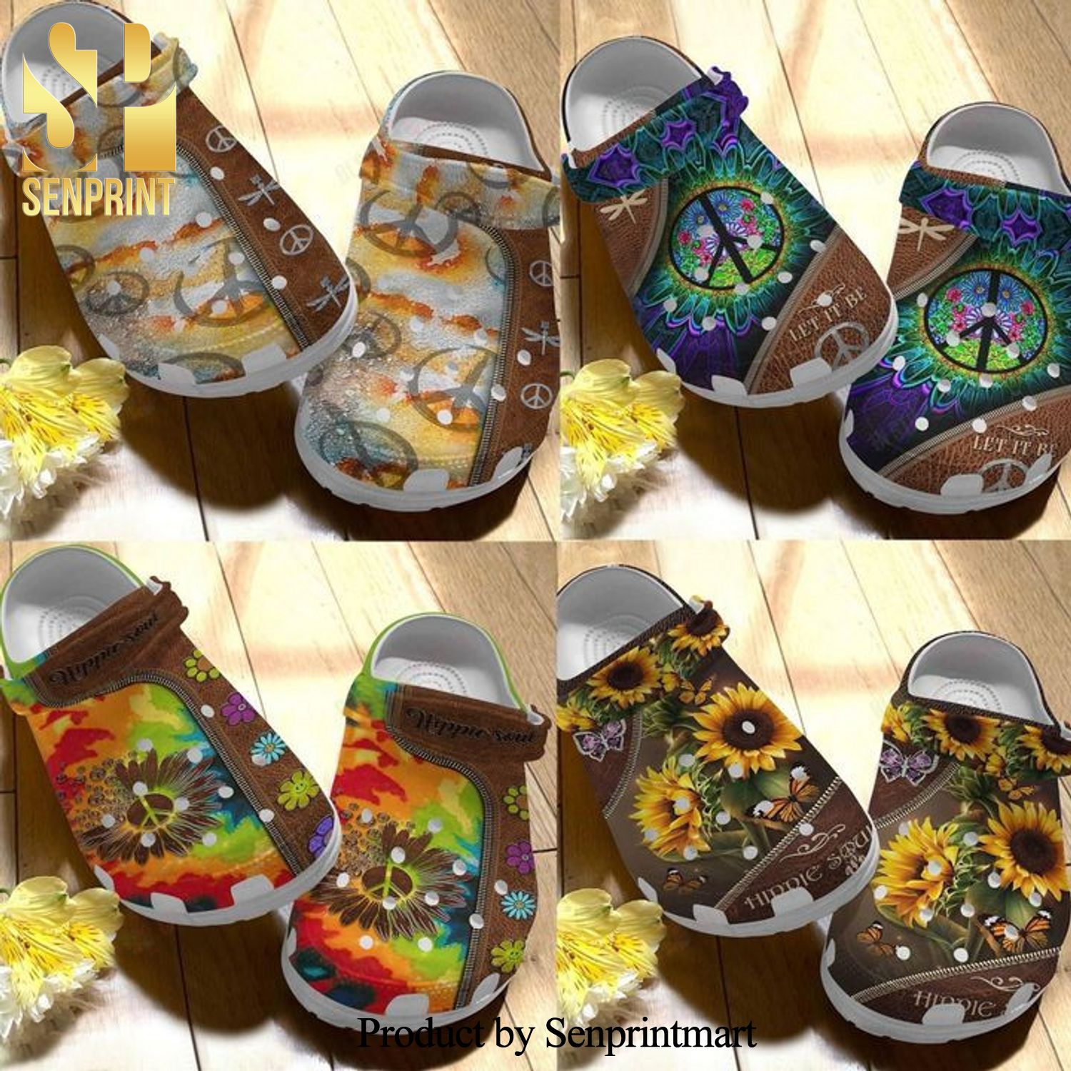 Hippie Crocband Clog Hippie Girl Crocs Classic Clogs Collection Full Printing Crocs Crocband Adult Clogs