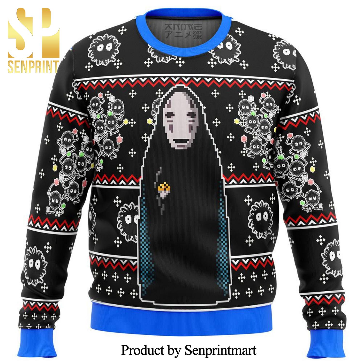 Spirited Away No Face Premium Manga Anime Knitted Ugly Christmas Sweater
