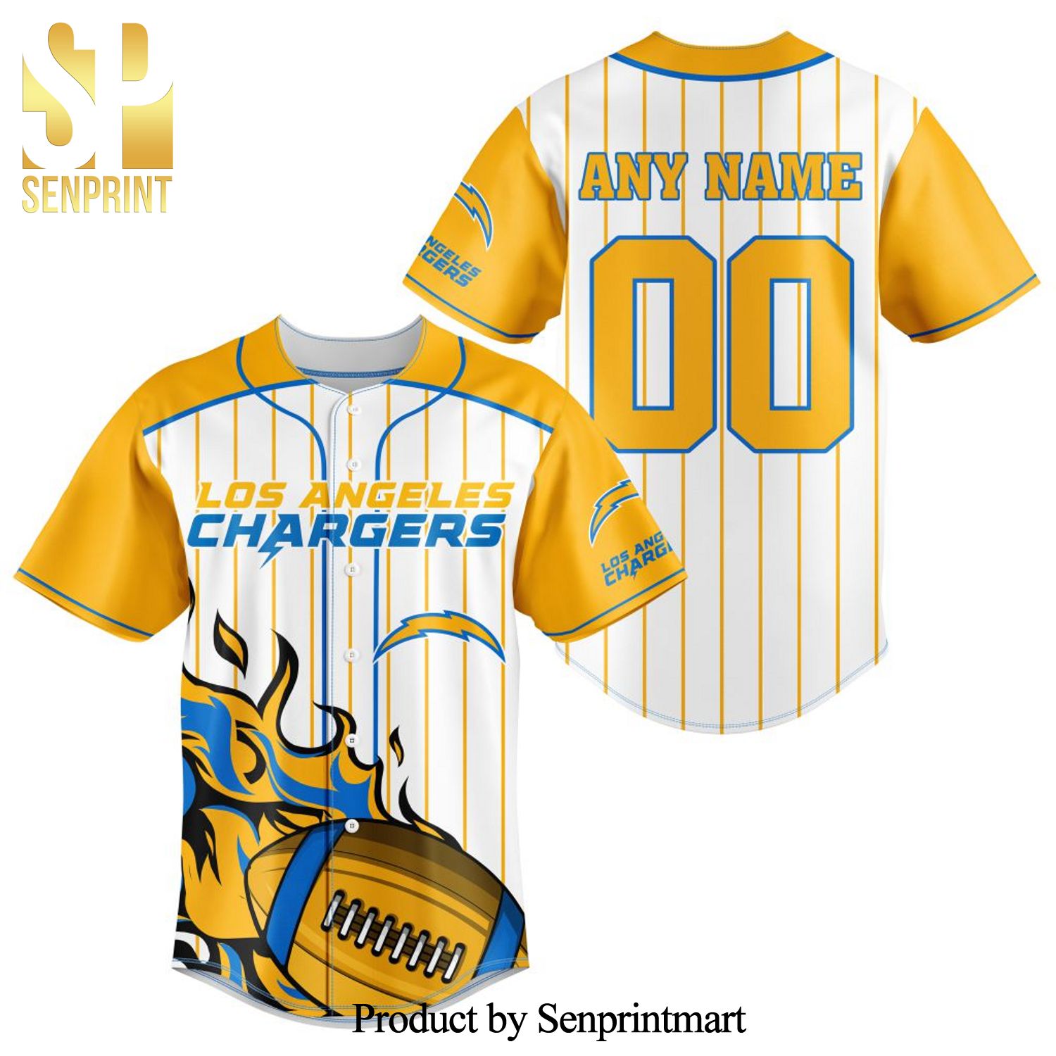 NFL Los Angeles Chargers All Over Print Baseball Jersey