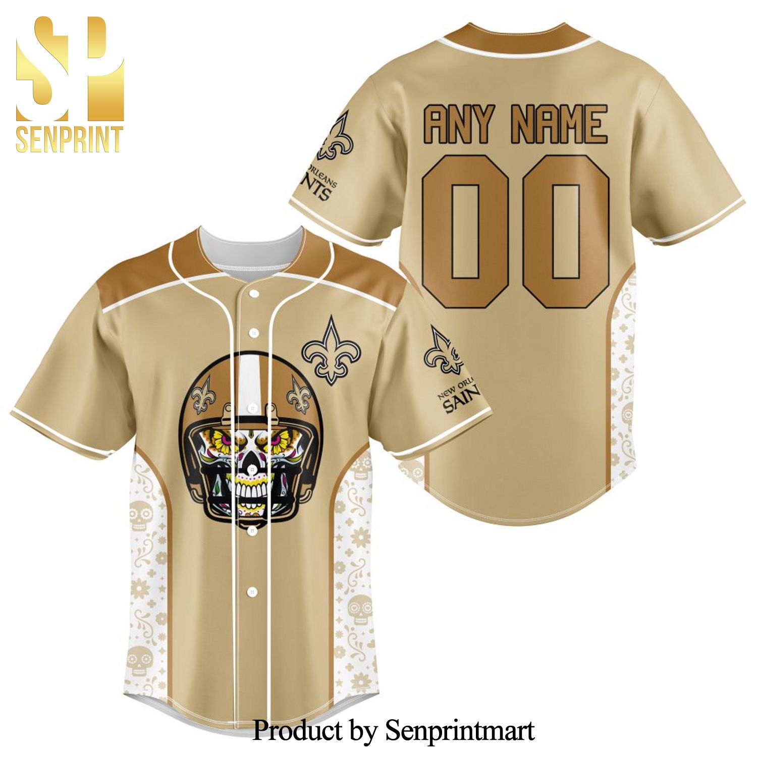 NFL New Orleans Saints Full Printing Baseball Jersey