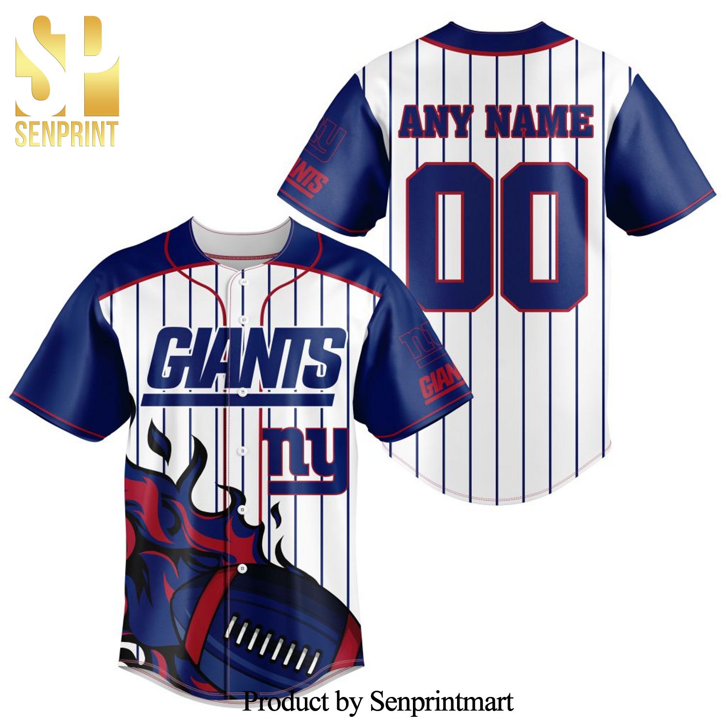 NFL New York Giants All Over Print Baseball Jersey