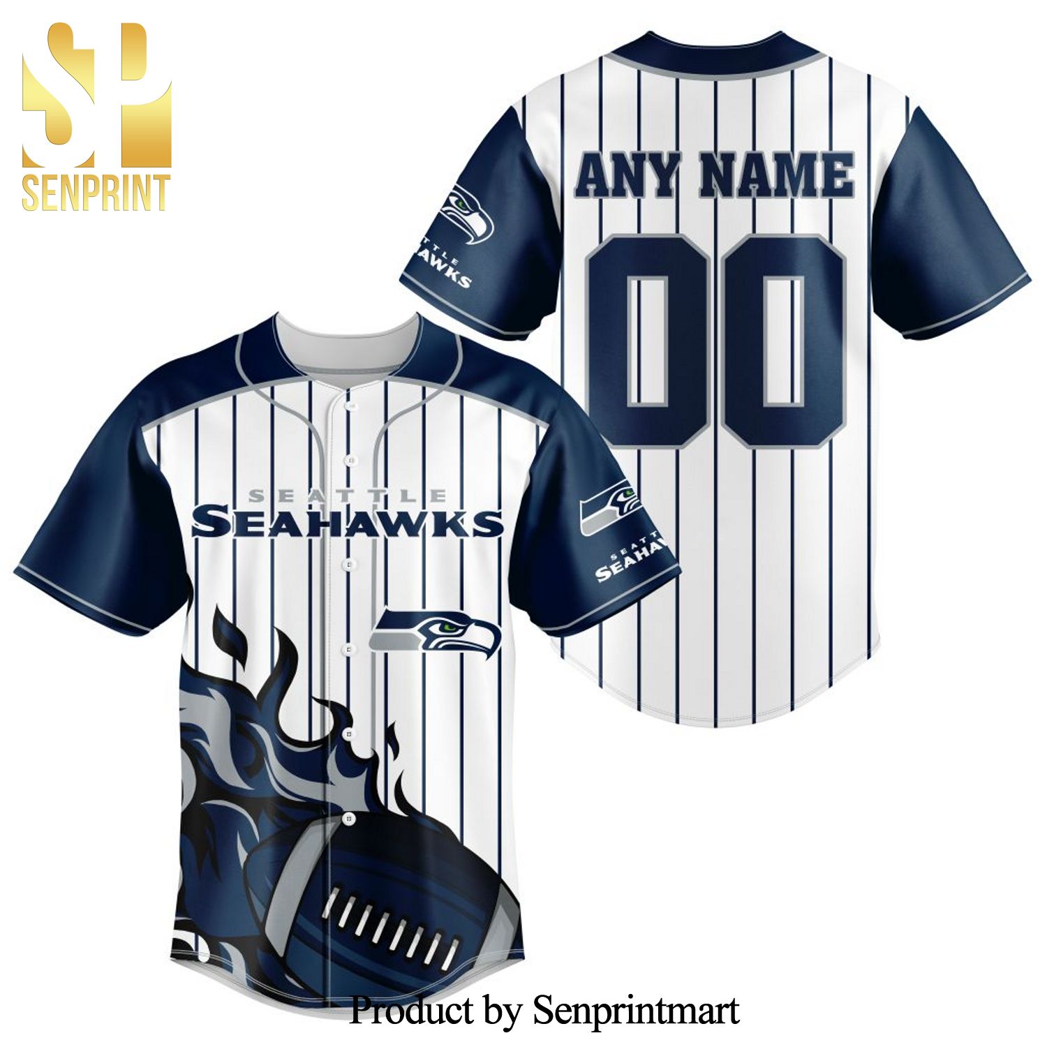 NFL Seattle Seahawks All Over Print Baseball Jersey