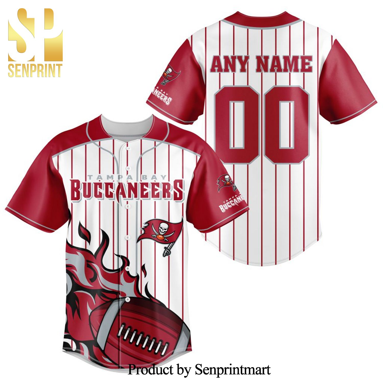 NFL Tampa Bay Buccaneers All Over Print Baseball Jersey