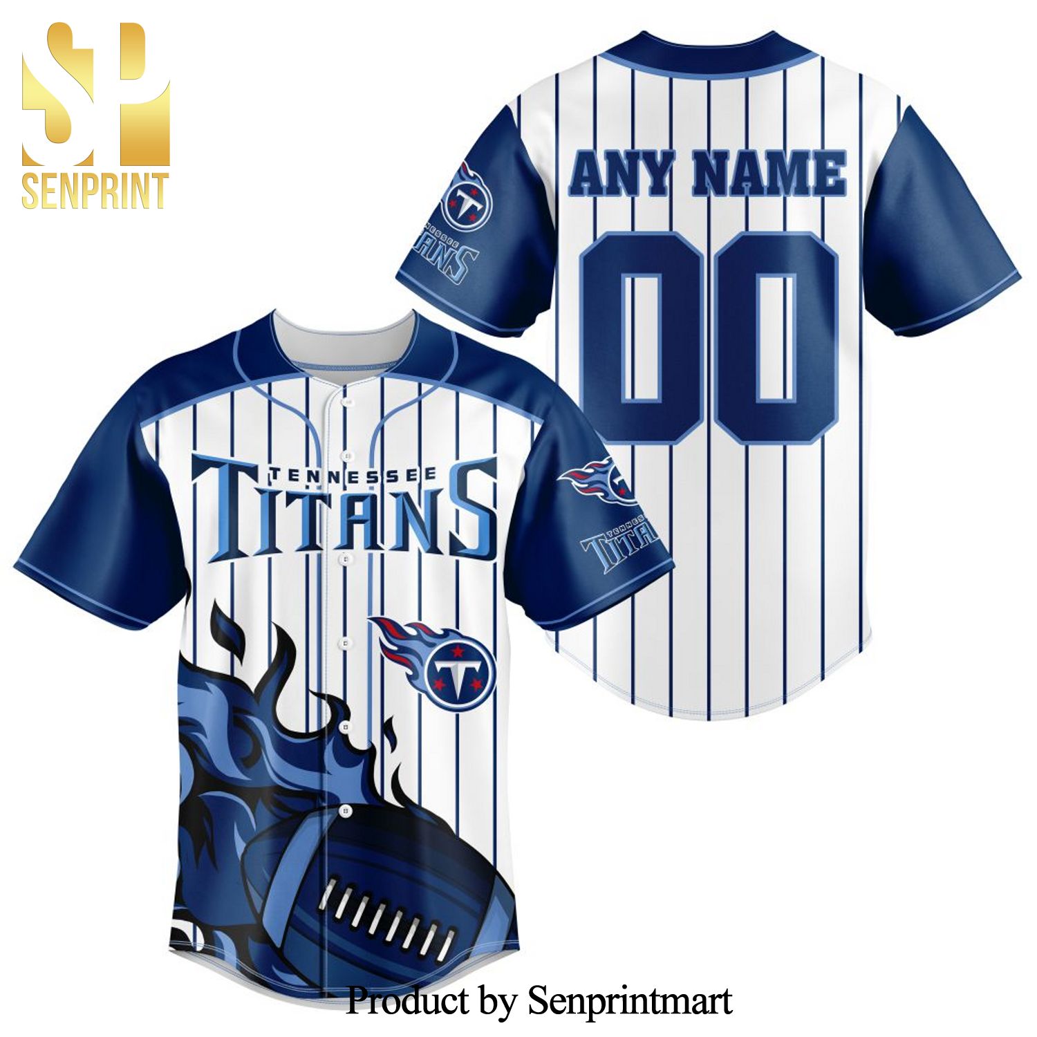 NFL Tennessee Titans All Over Print Baseball Jersey