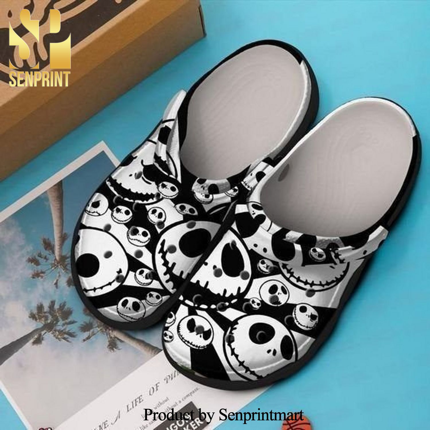 Jack Skellington Character The Nightmare Before Christmas Movie Gift Full Printed Crocs Sandals