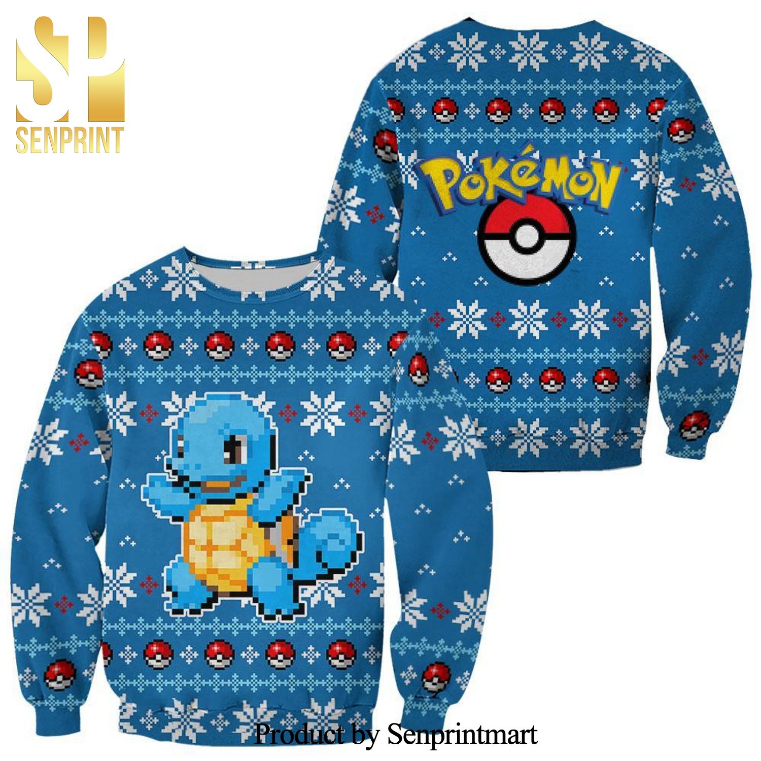 Squirtle Pokemon Anime Knitted Ugly Christmas Sweater