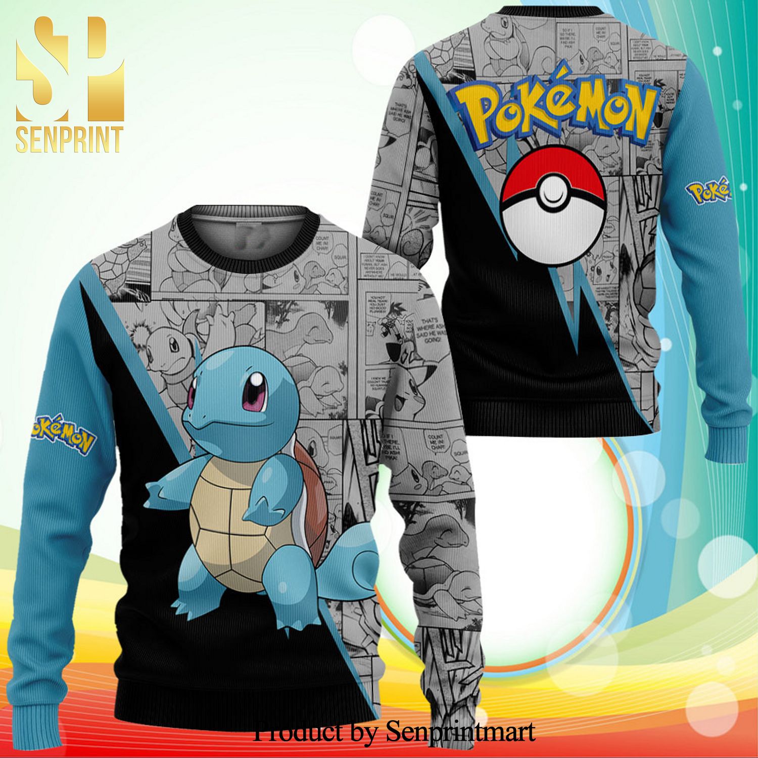 Squirtle Pokemon Manga Anime Knitted Ugly Christmas Sweater