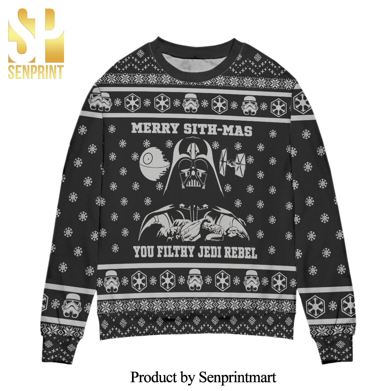 Star Wars Darth Vader Merry Sithmas You Filthy Jedi Rebel Knitted Ugly Christmas Sweater – Black