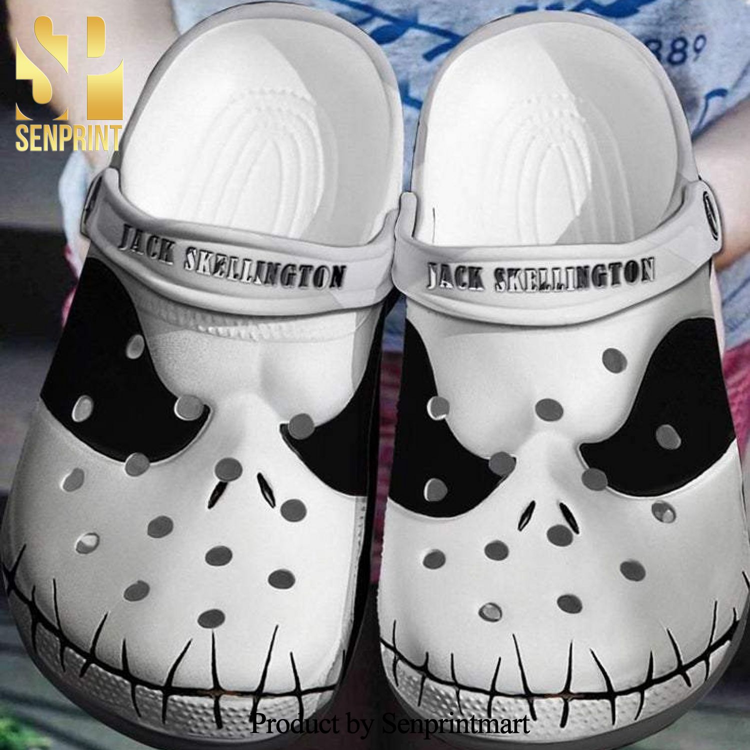 Jack Skellington Face Full Printed Unisex Crocs Crocband Clog