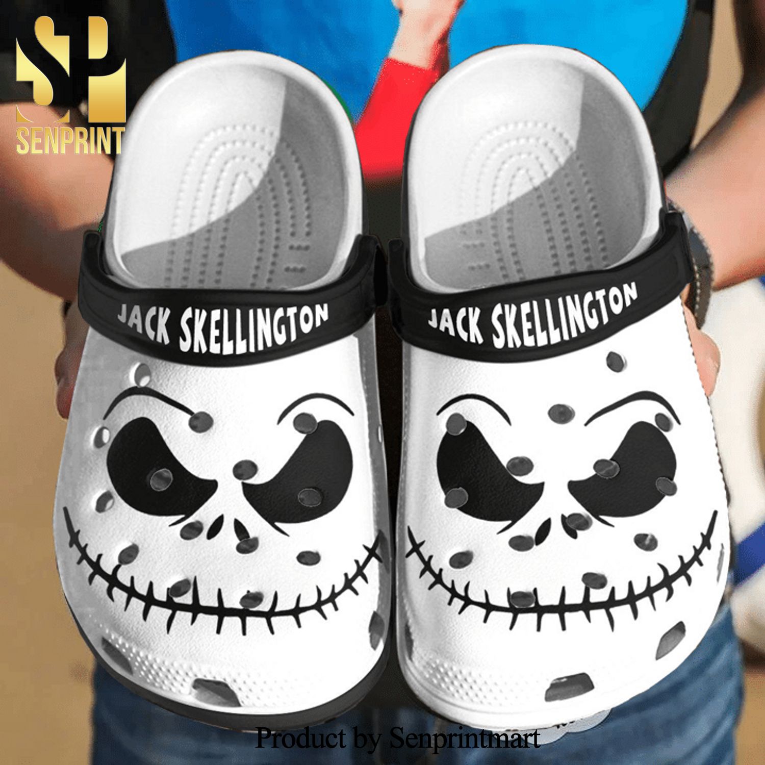 Jack Skellington Full Printed Crocs Crocband Adult Clogs