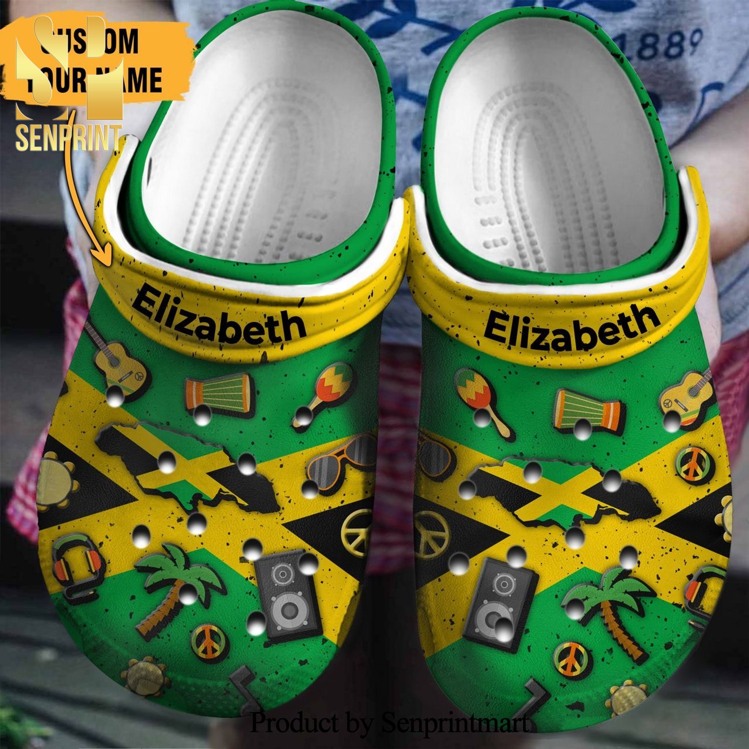 Jamaica Flag Symbols Gift For Fan Classic Water Full Printed Crocs Shoes