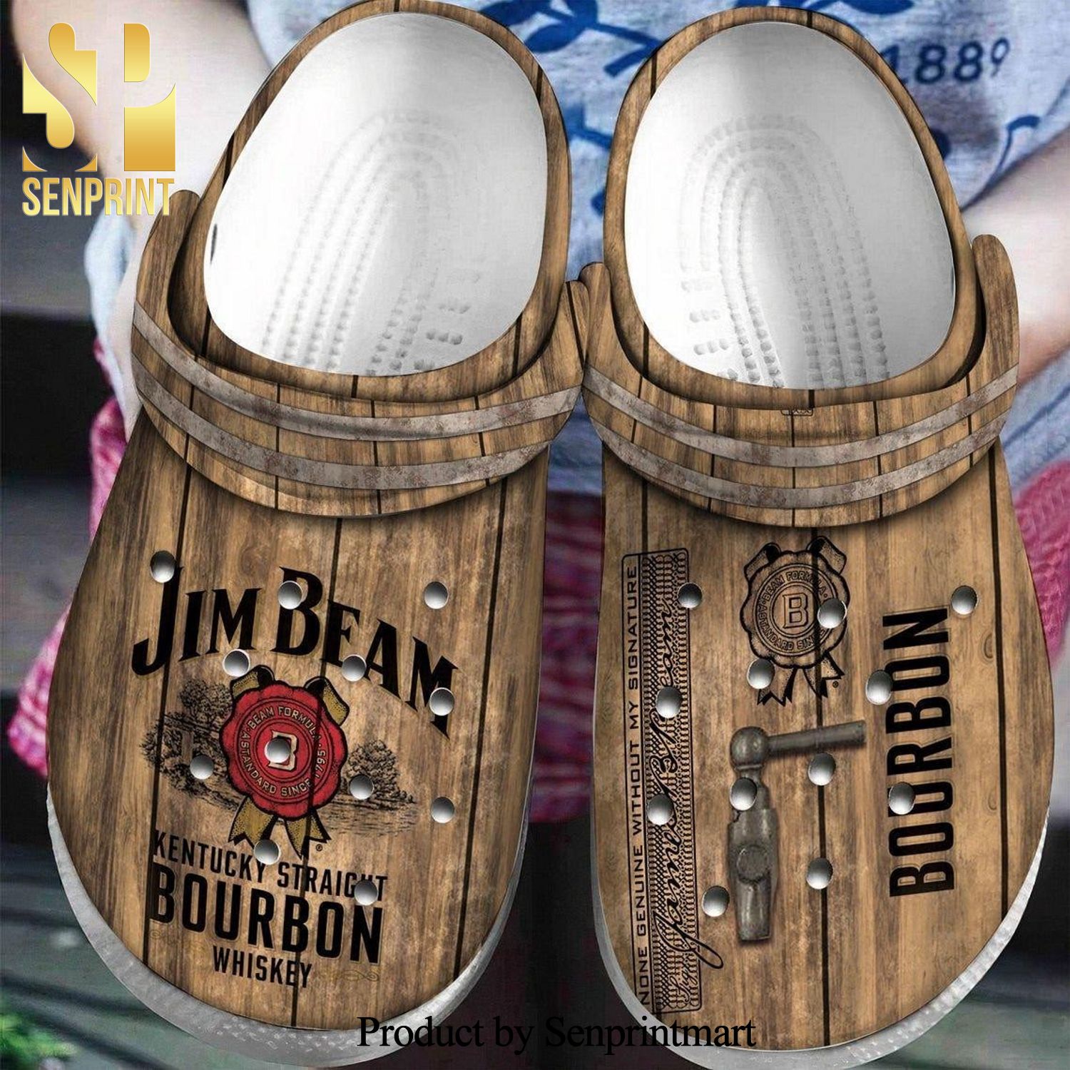 Jim Beam Kentucky Straight Bourbon Whiskey Full Printed Crocs Crocband Clog