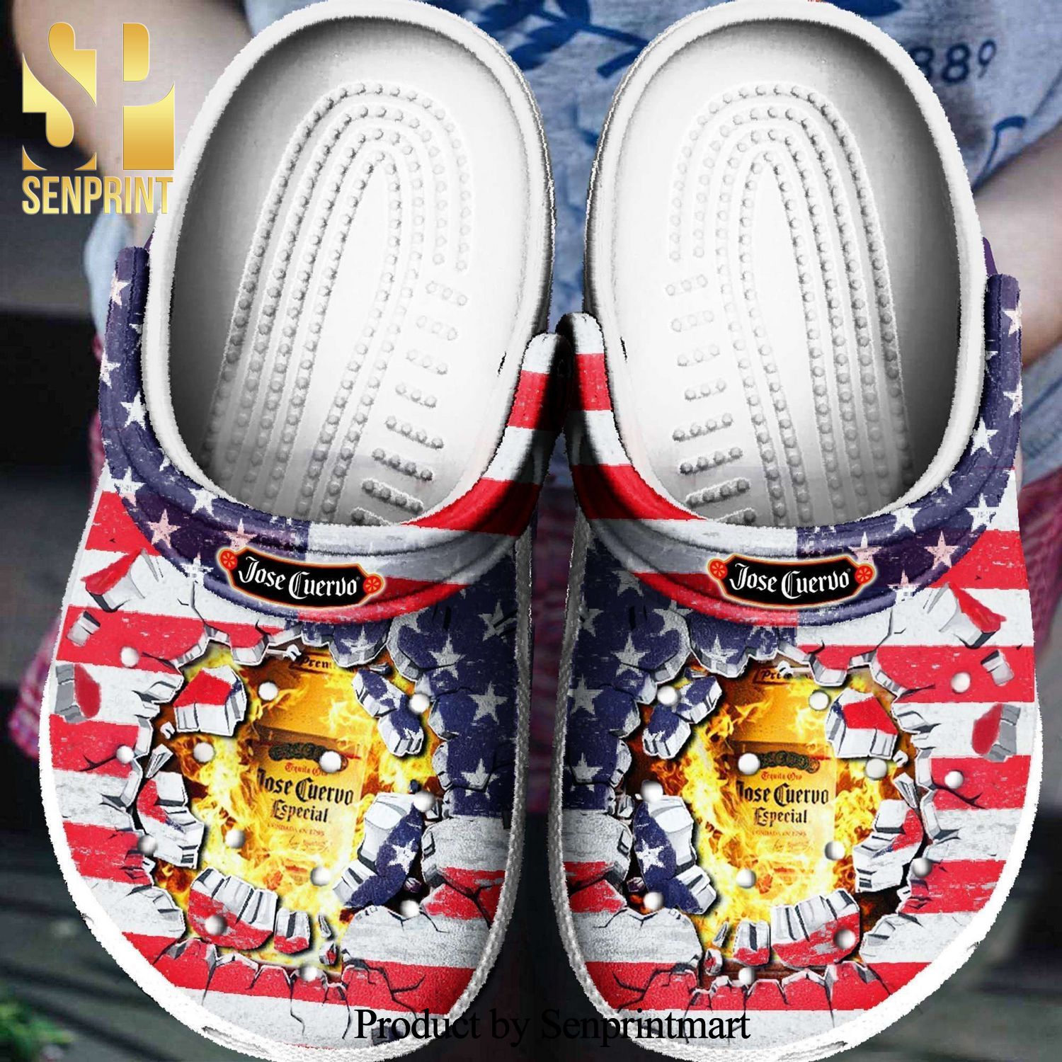 Jose Cuervo American Flag 4Th Of July 3D Crocs Crocband In Unisex Adult Shoes