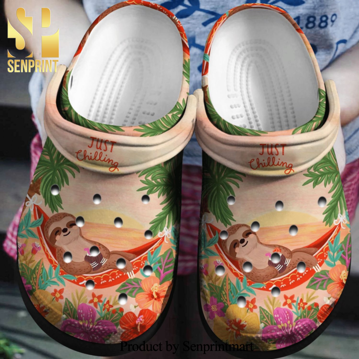 Just Chilling Sloth Summer Time Gift For Lover Hypebeast Fashion Crocs Crocband In Unisex Adult Shoes