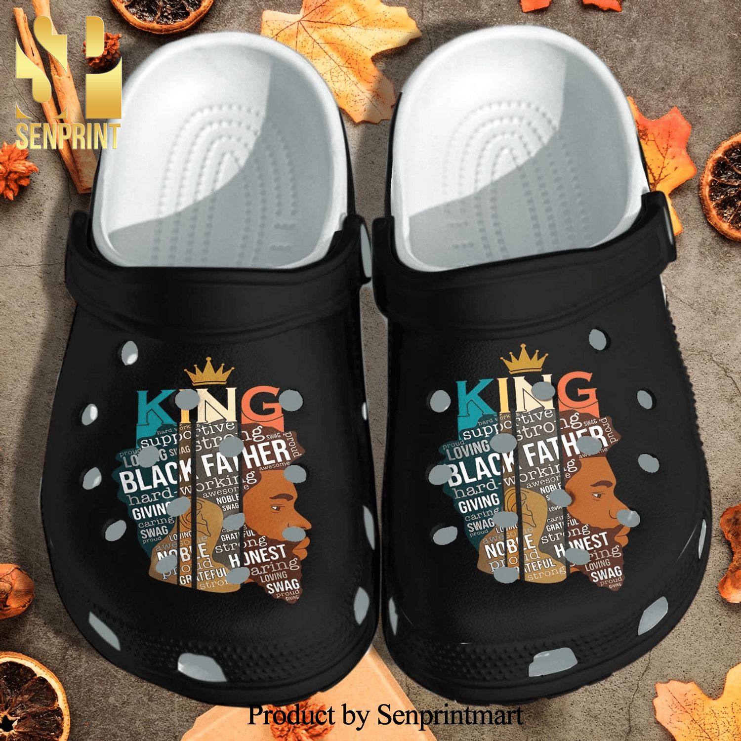 King Black Father Full Printed Crocs Classic