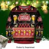 Stella Artois Beer Reindeer Pattern Knitted Ugly Christmas Sweater