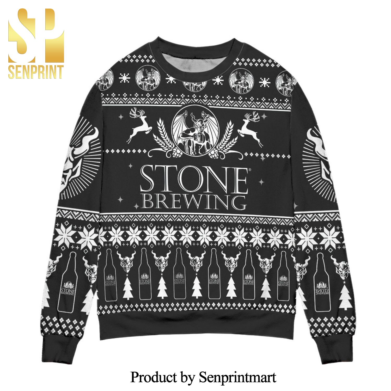 Stone Brewing Logo Christmas Pattern Knitted Ugly Christmas Sweater