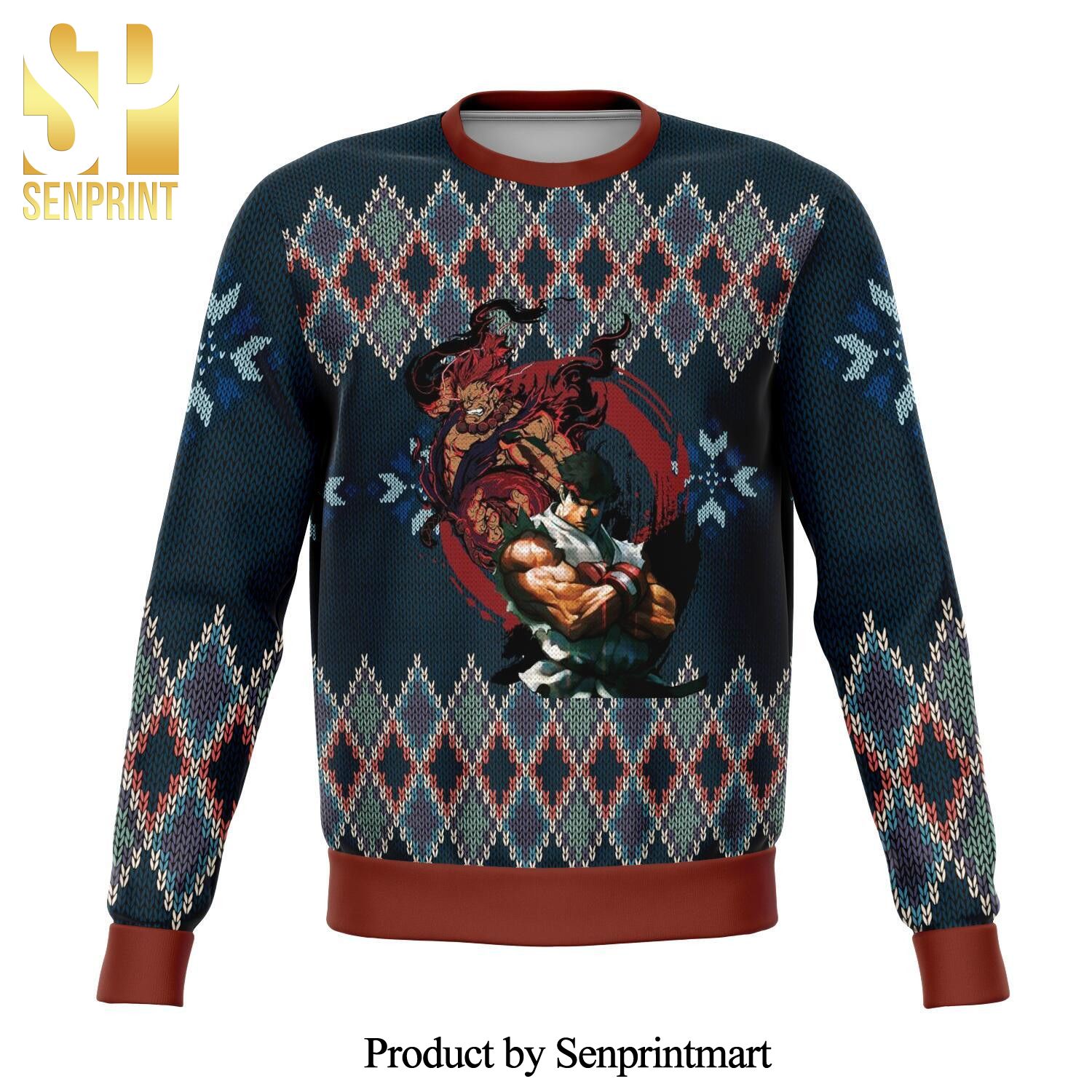 Street Fighter Ryu And Akuma Premium Knitted Ugly Christmas Sweater