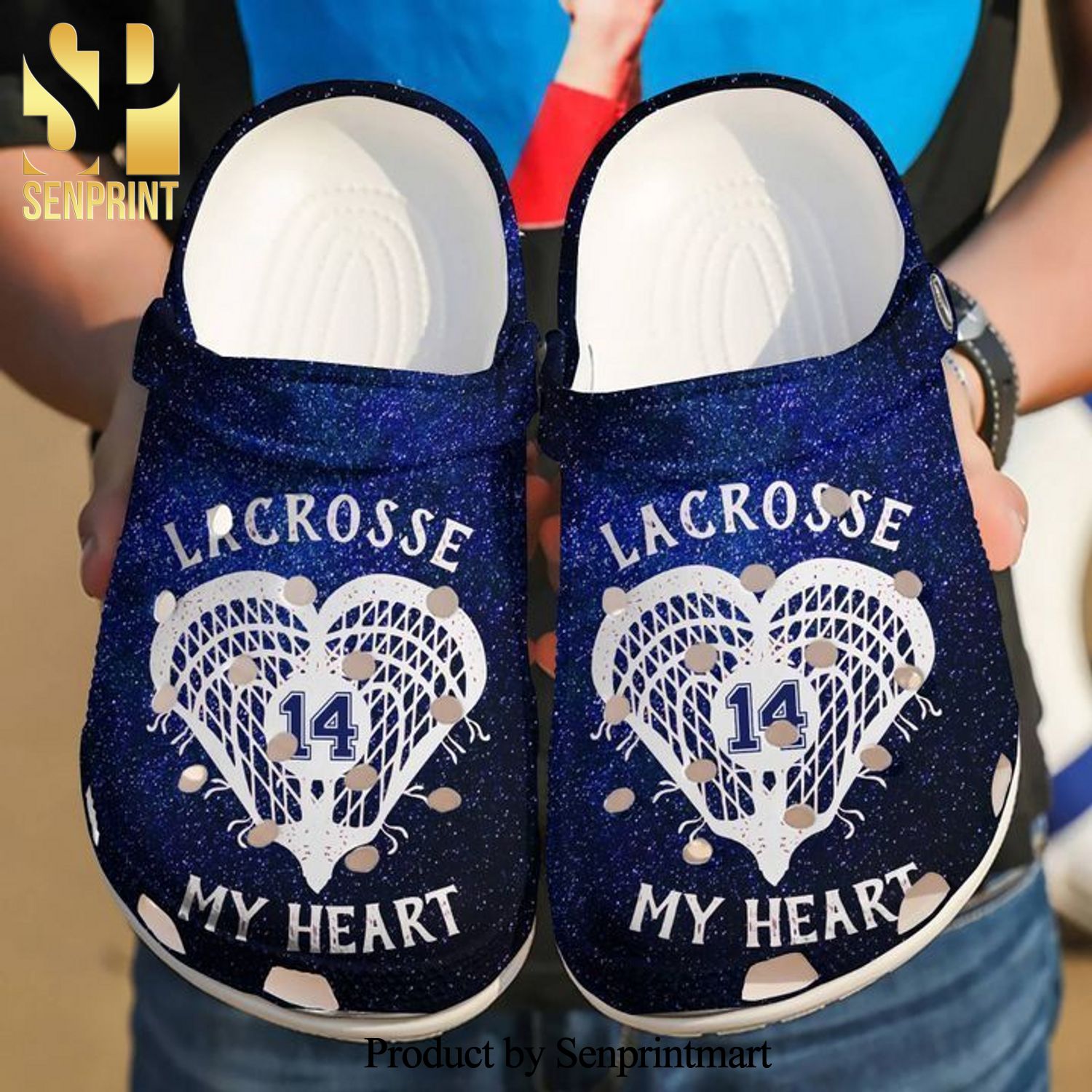 Lacrosse 14 Love Heart Full Printing Crocs Crocband Clog