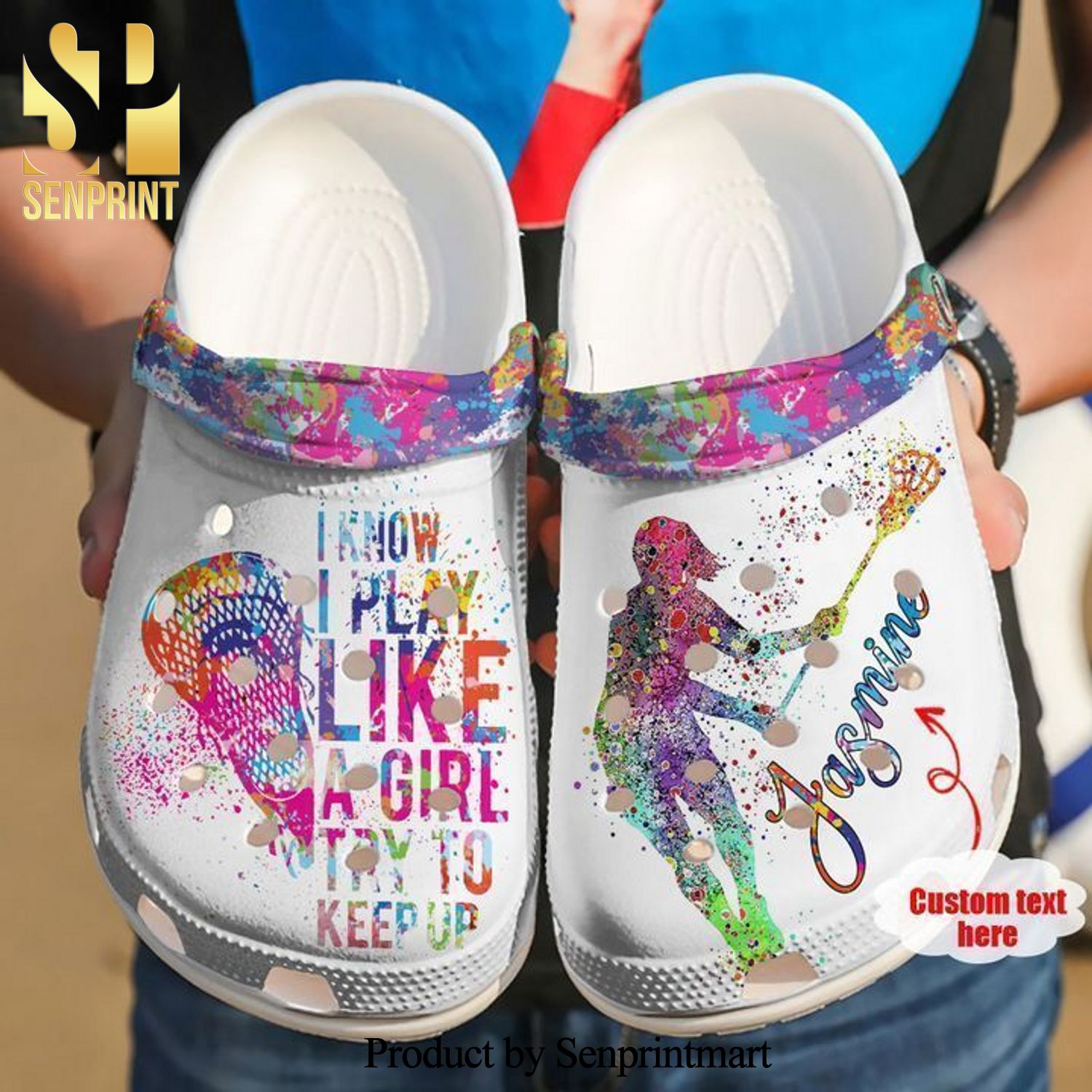 Lacrosse Personalized Try To Keep Up All Over Printed Crocs Shoes