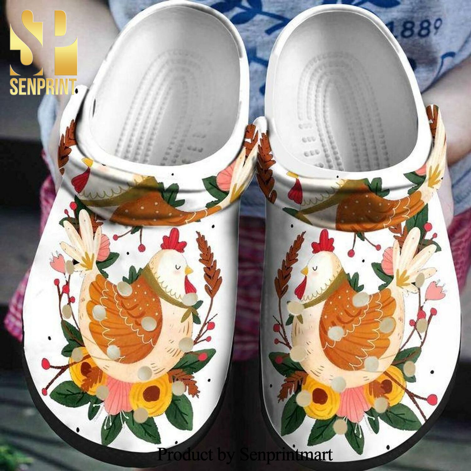 Lady Chicken Flower Personalized 102 Gift For Lover Crocs Crocband Adult Clogs