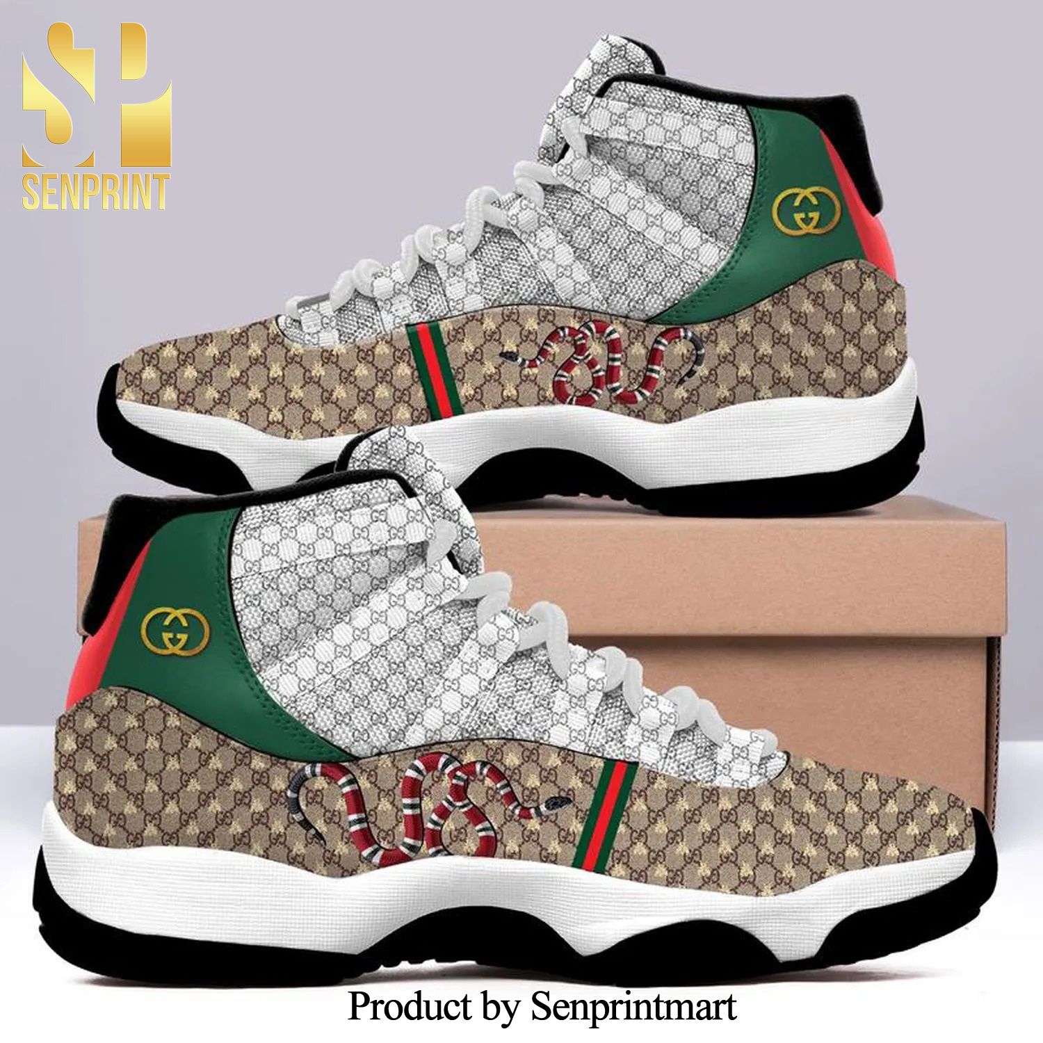 snake gucci monogram grey version High Fashion Full Printing Air Jordan 11